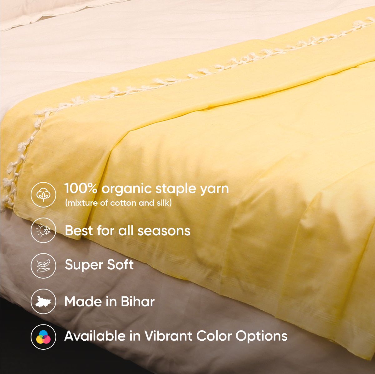 Combo Bhagalpuri Chadar (Pale Yellow, Blue & Pink) | AC Comforter (All Season) Skin Soft