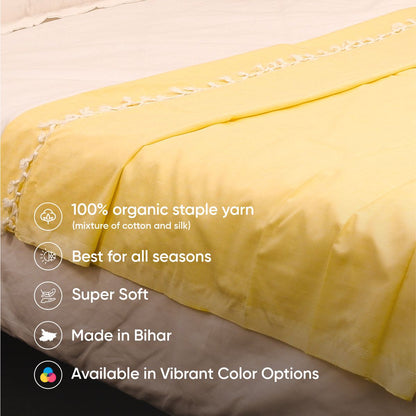 Combo Bhagalpuri Chadar (Pale Yellow, Blue & Pink) | AC Comforter (All Season) Skin Soft